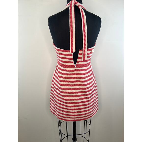 Design Lab Lord & Taylor Red White Stripe Sleeveless Women Mini Nautical Dress M - Picture 4 of 7